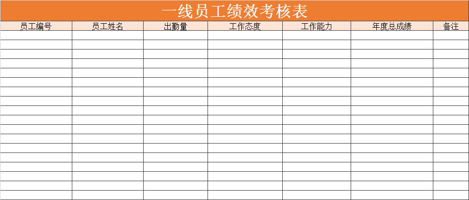 一线员工绩效考核表